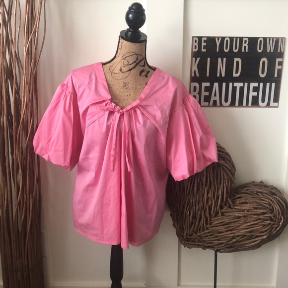 Elizabeth and James Tops - Elizabeth And James Petuna Pink Puff Sleeve Top